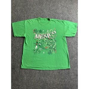 Mens Mexico Green Graphic T Shirt Mexican Flag Colors, Size XL